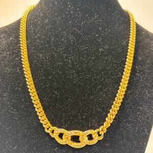 Christian Dior Vintage Gold Plated Chocker Necklace Rhinestone ✨